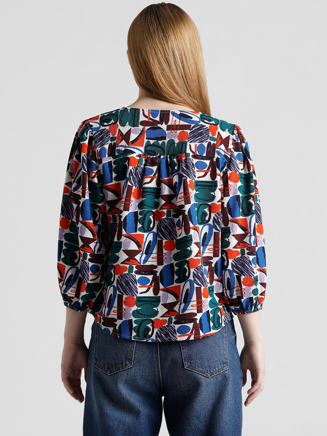 Green Abstract Print Top