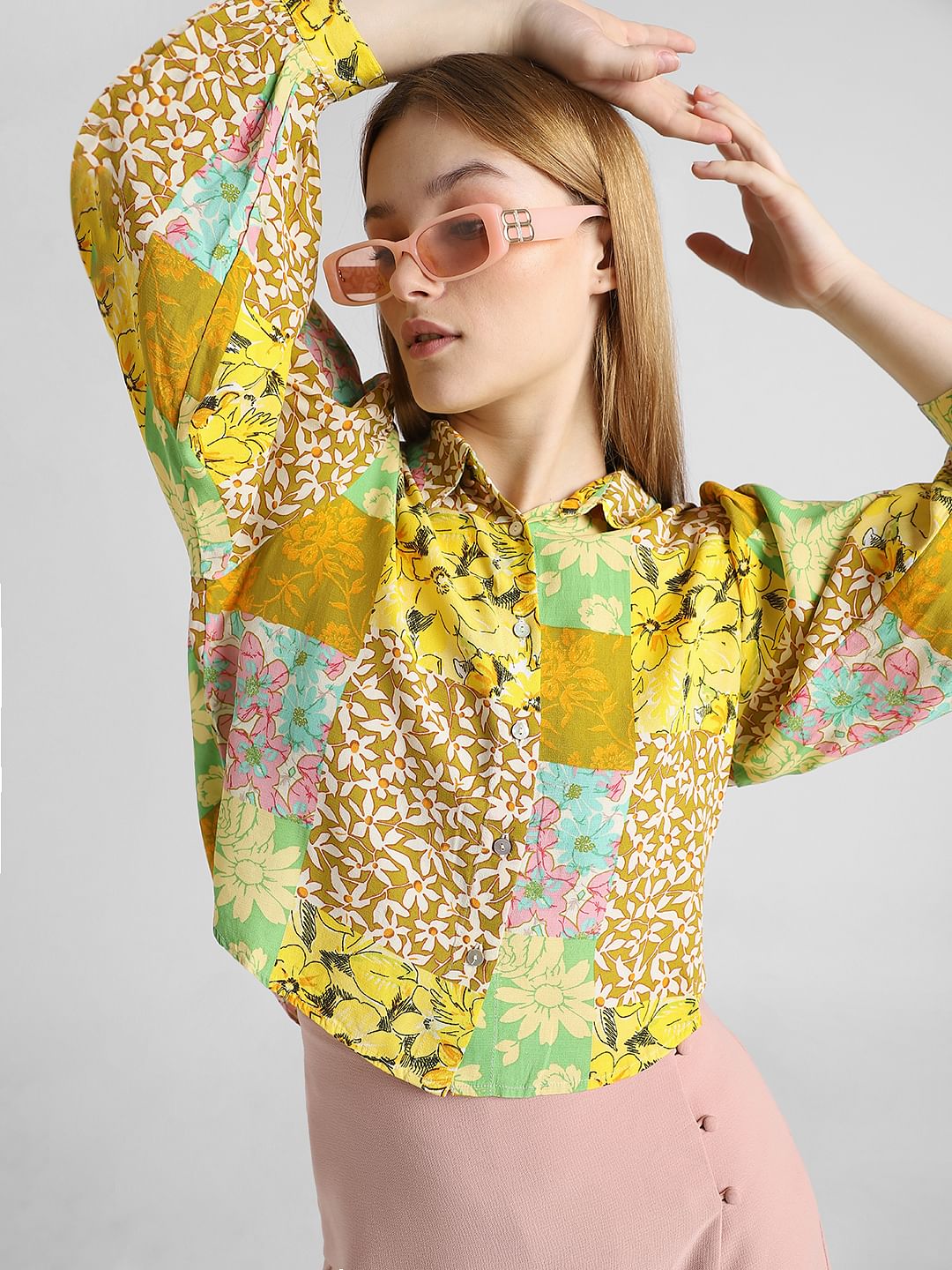 Yellow Abstract Print Shirt