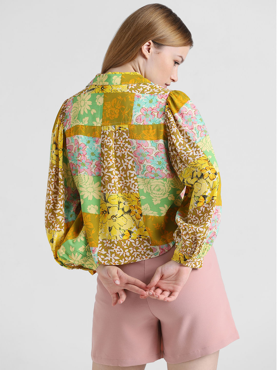 Yellow Abstract Print Shirt