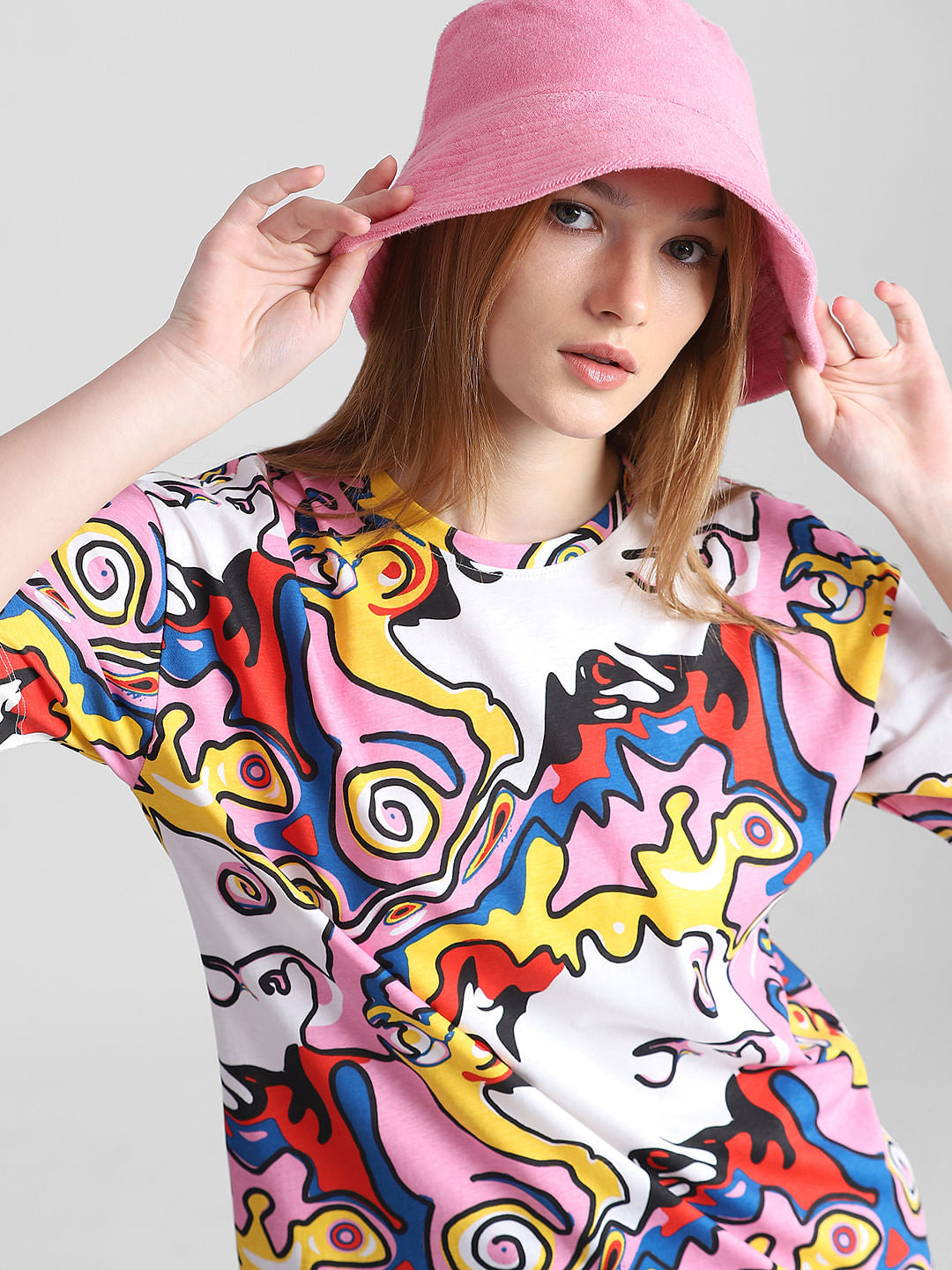 Pink Abstract Print T-Shirt