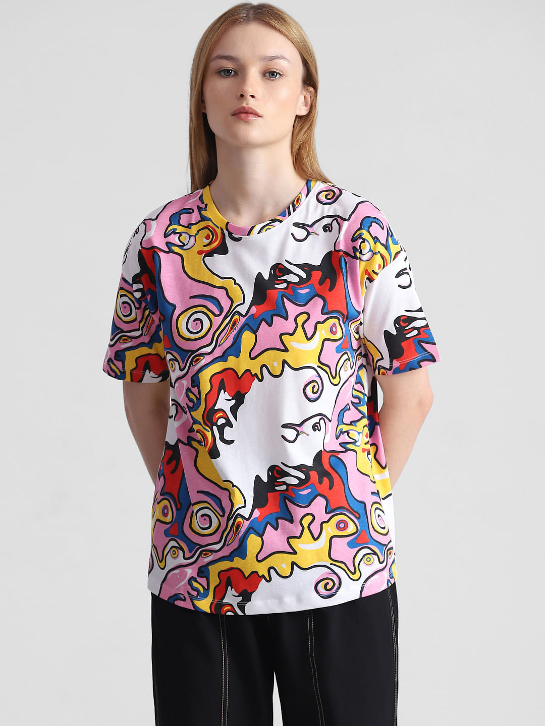 Pink Abstract Print T-Shirt