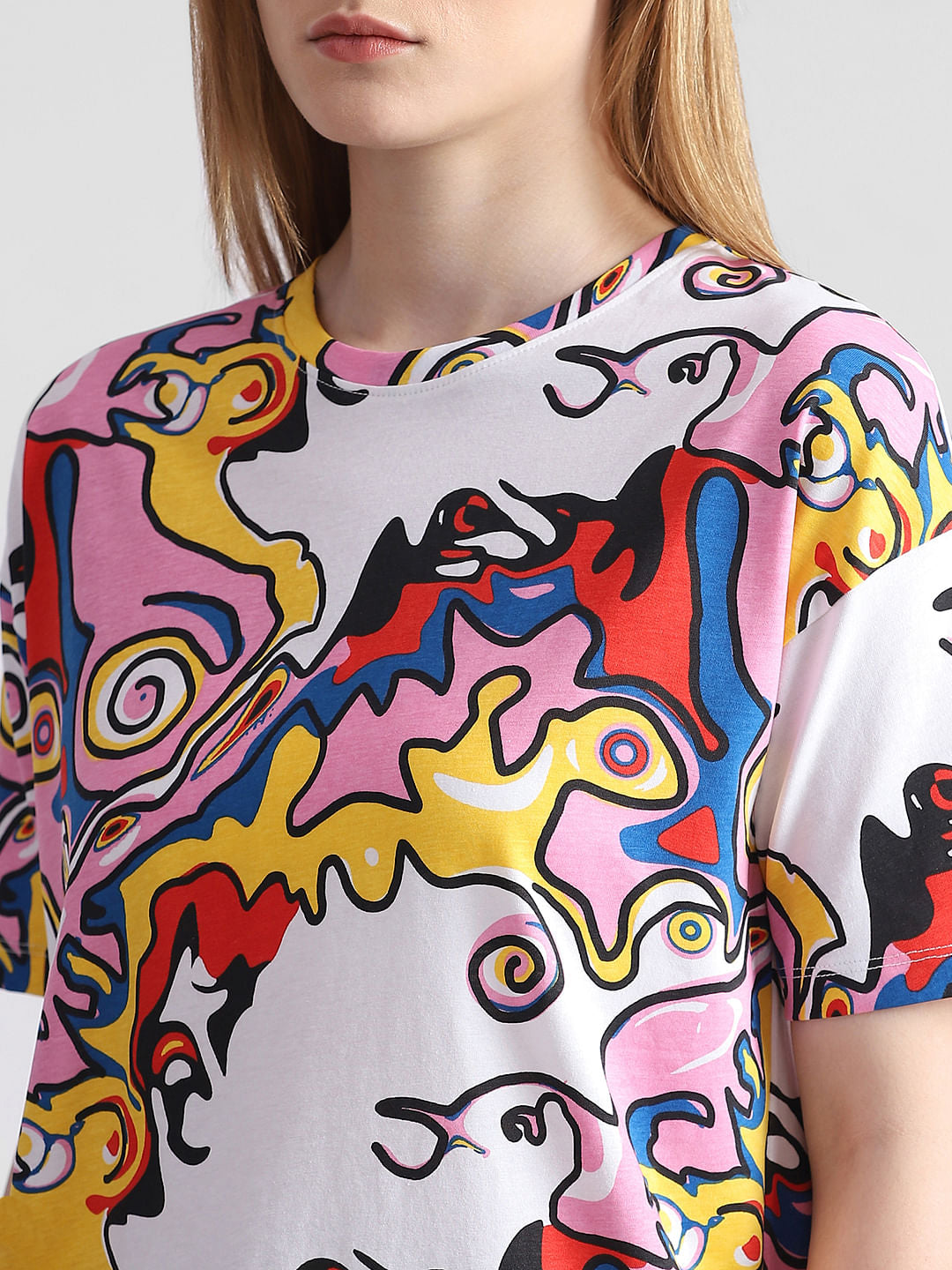 Pink Abstract Print T-Shirt