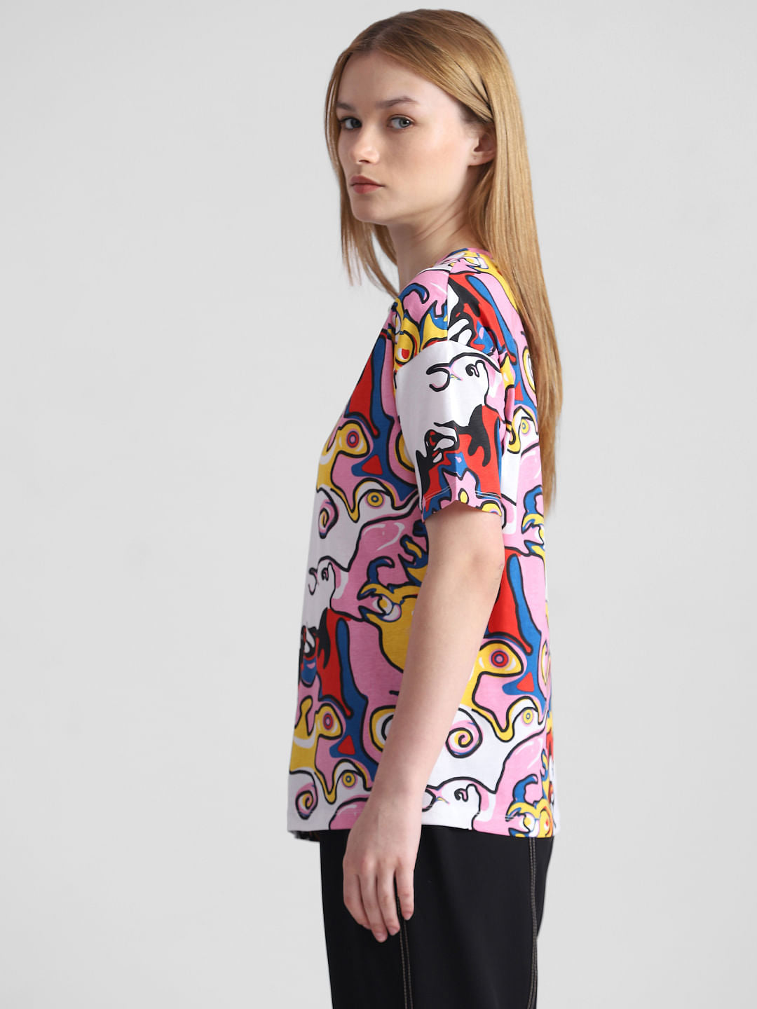 Pink Abstract Print T-Shirt