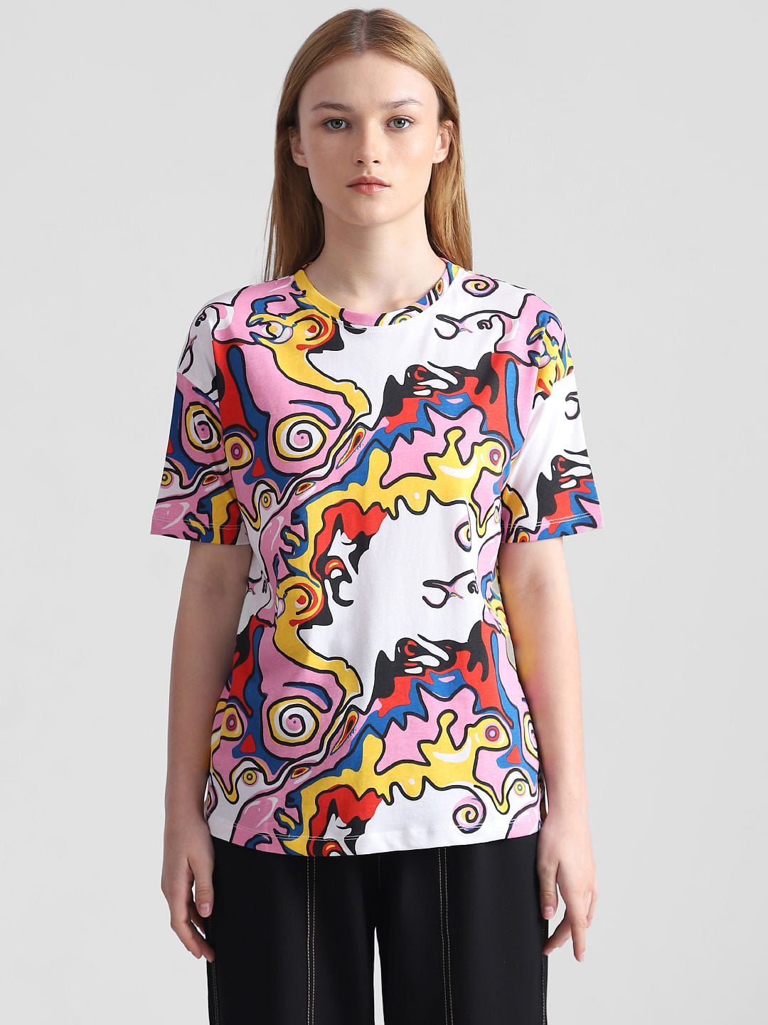 Pink Abstract Print T-Shirt