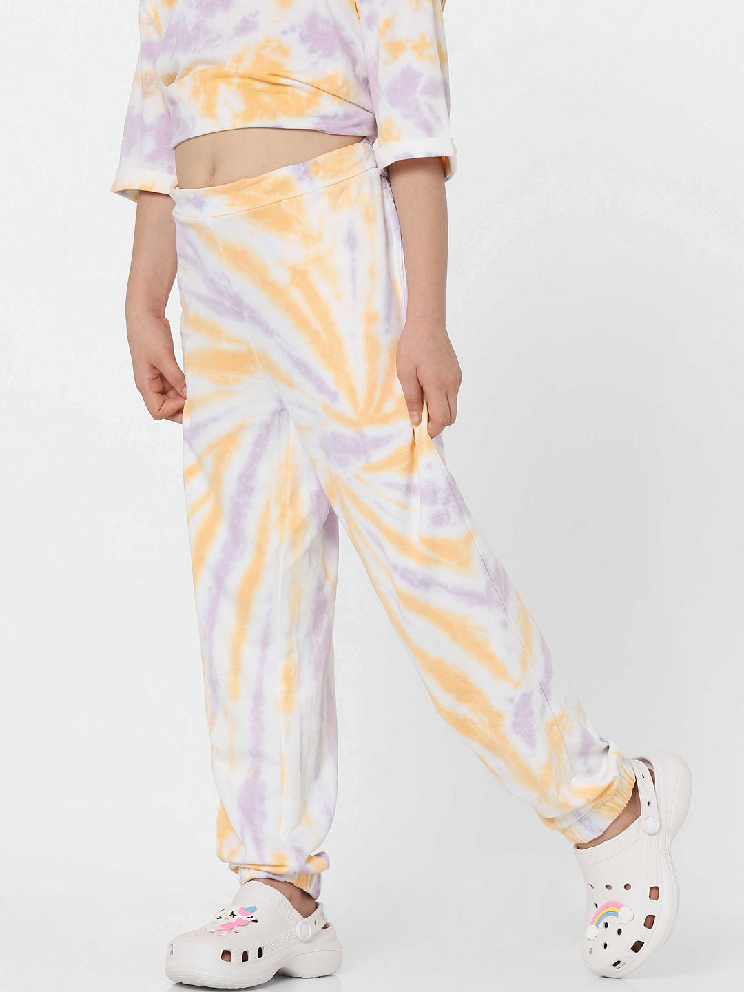 Pink Mid Rise Tie Dye Co-Ord Joggers