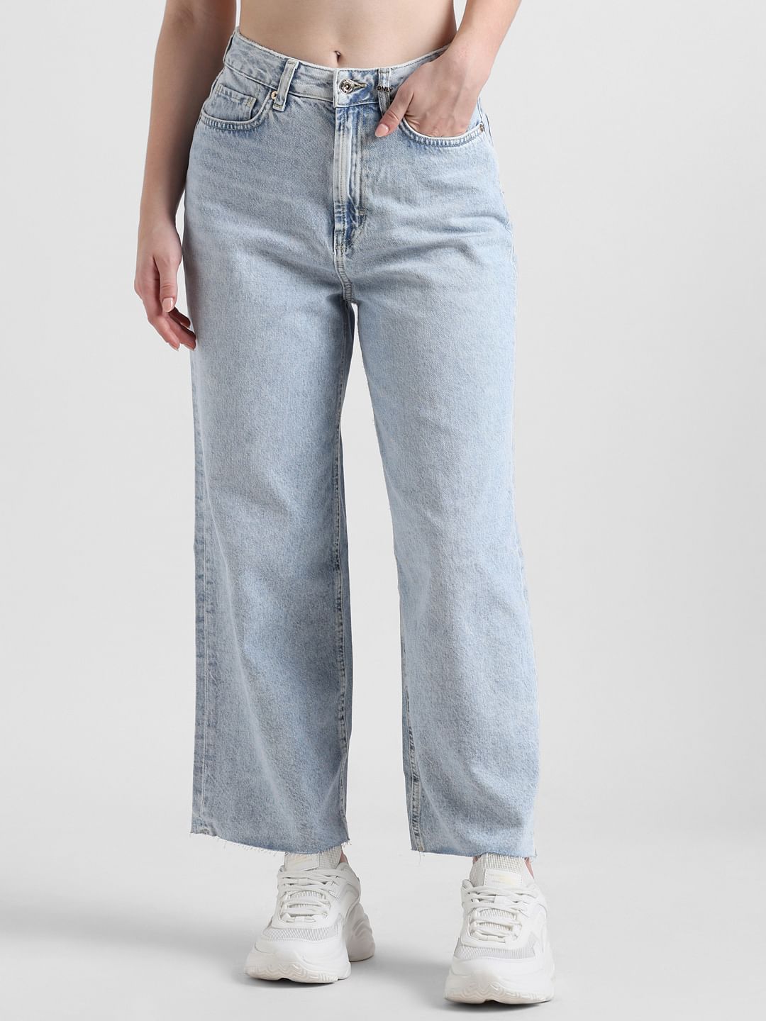 Light Blue High Rise Wide Leg Jeans