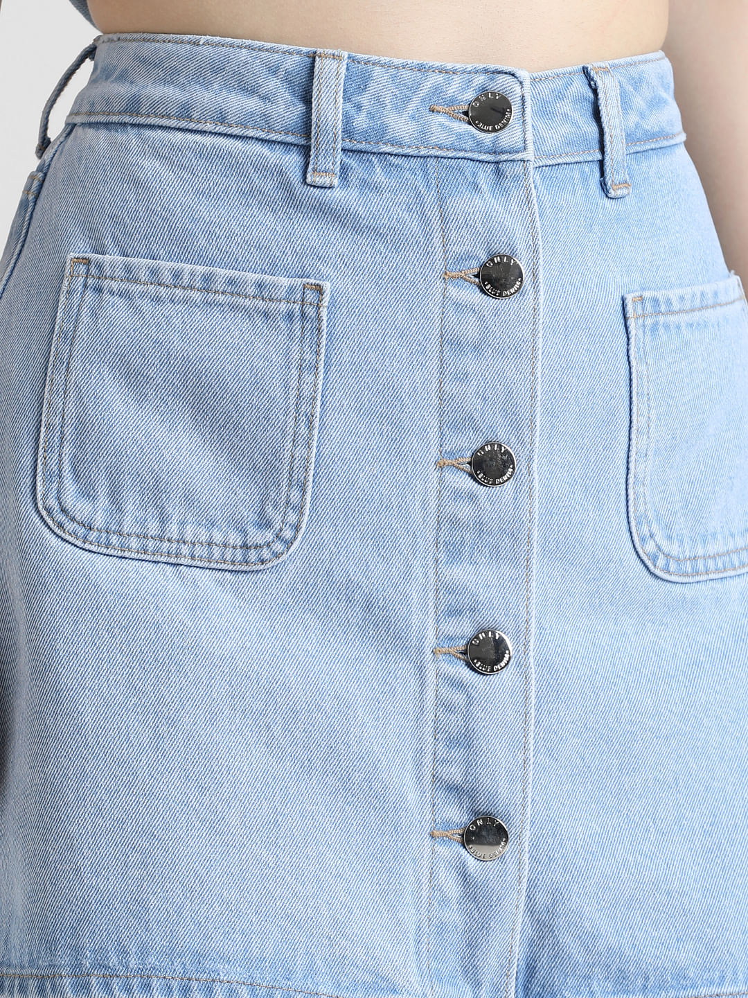 Light Blue High Rise Denim Skorts