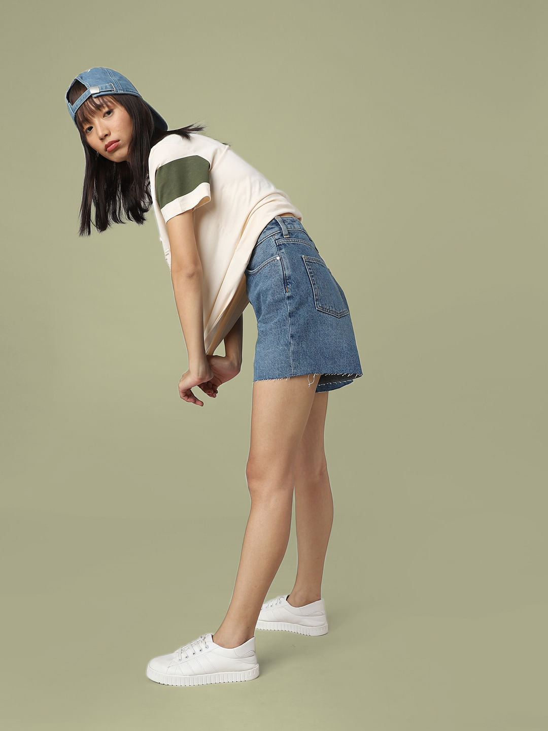 Blue High Rise Denim Shorts