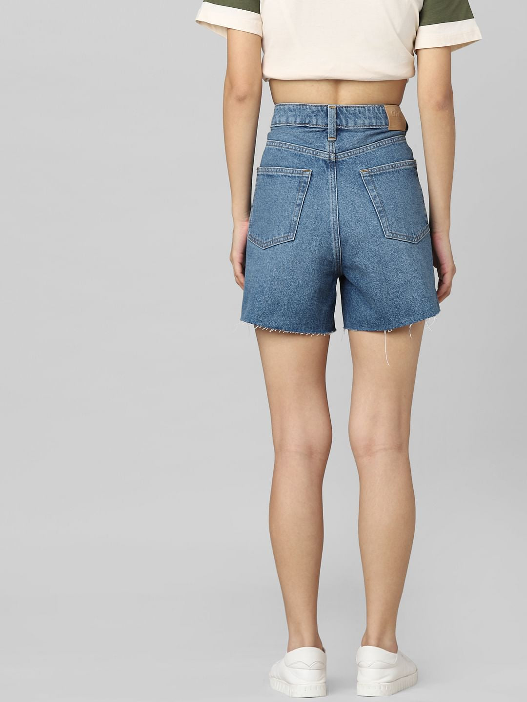 Blue High Rise Denim Shorts