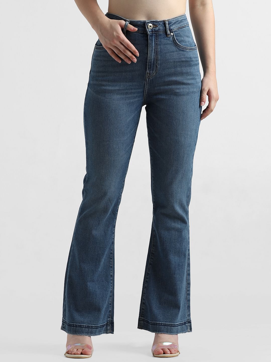 Blue High Rise Flared Jeans