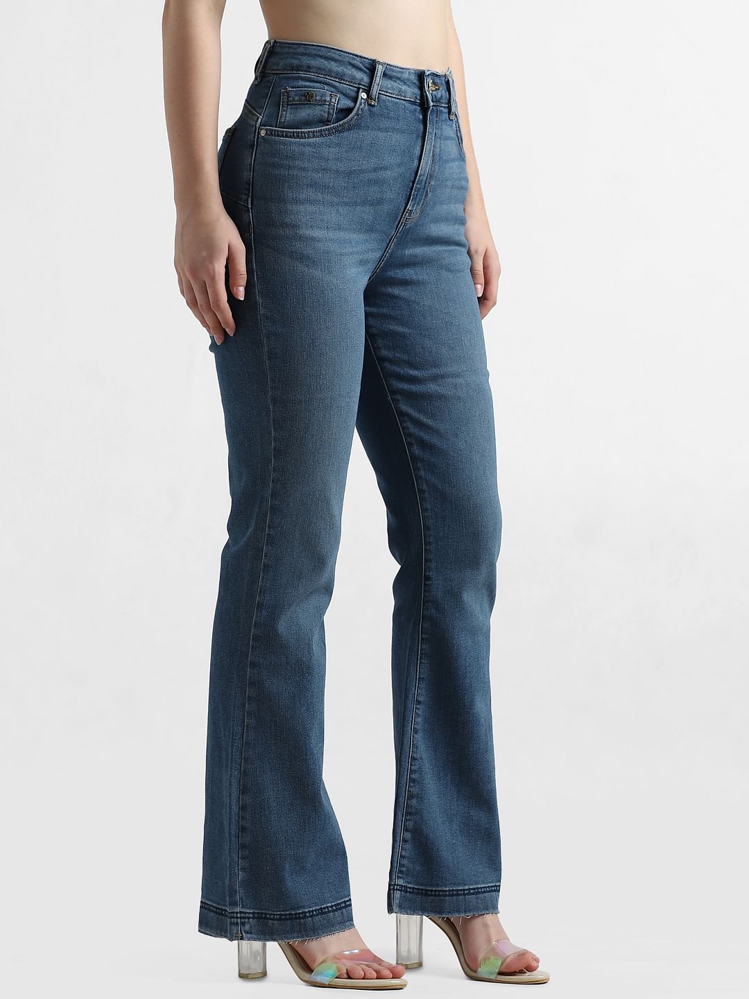 Blue High Rise Flared Jeans