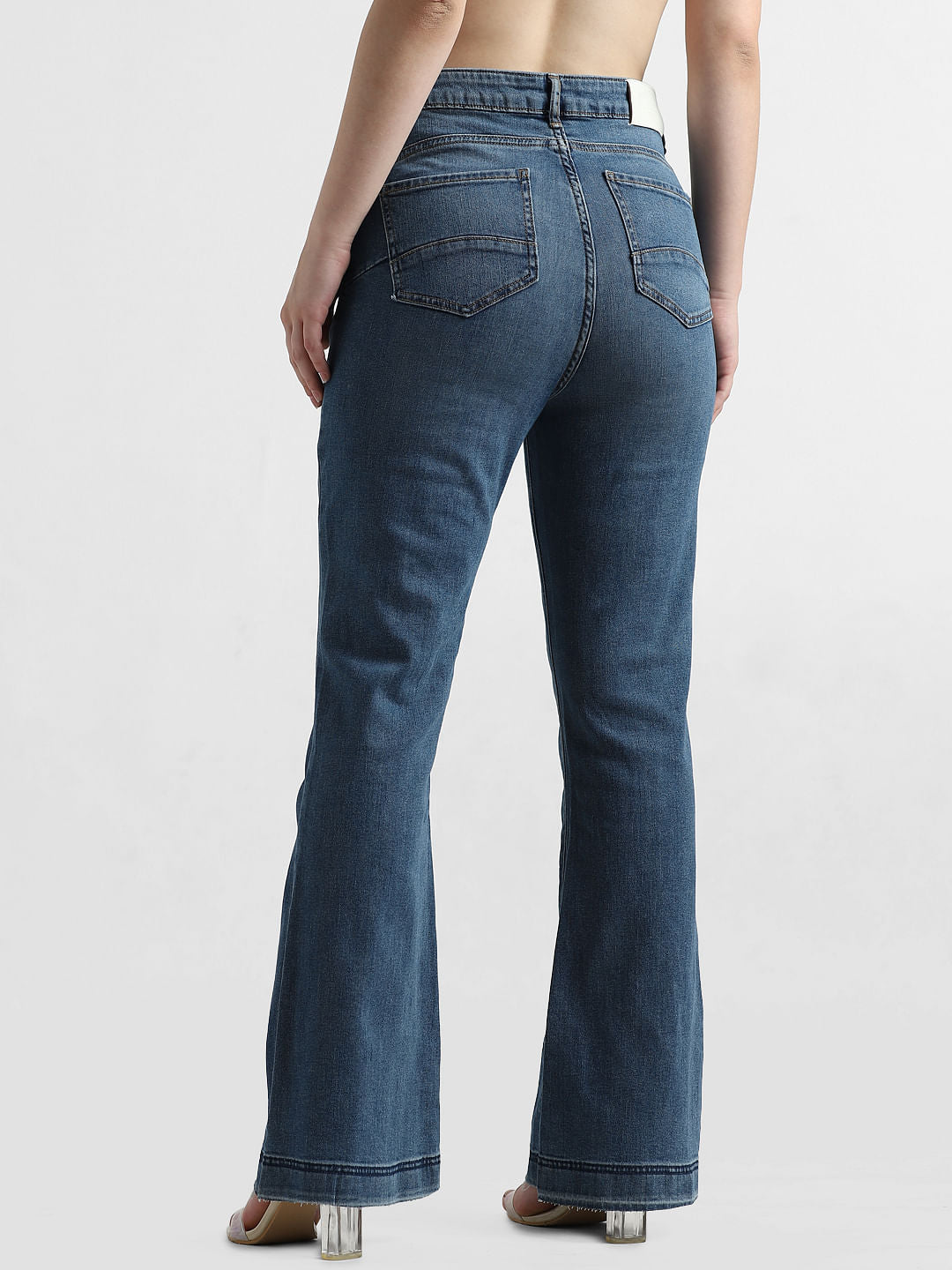 Blue High Rise Flared Jeans