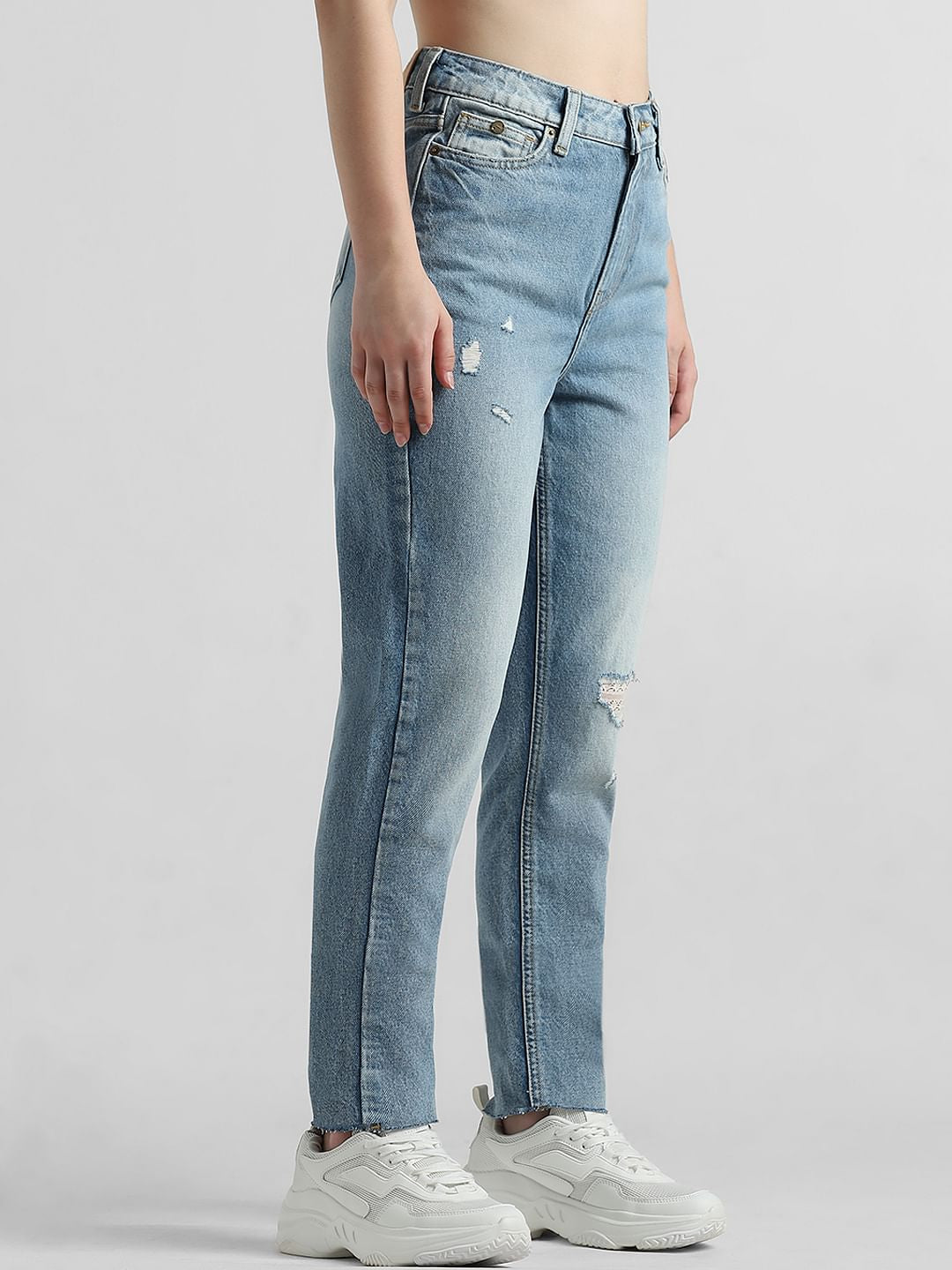 Blue High Rise Straight Fit Jeans