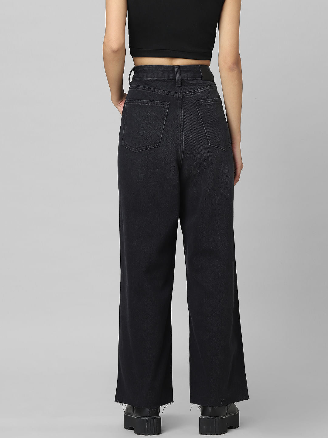 Black High Rise Wide Leg Jeans