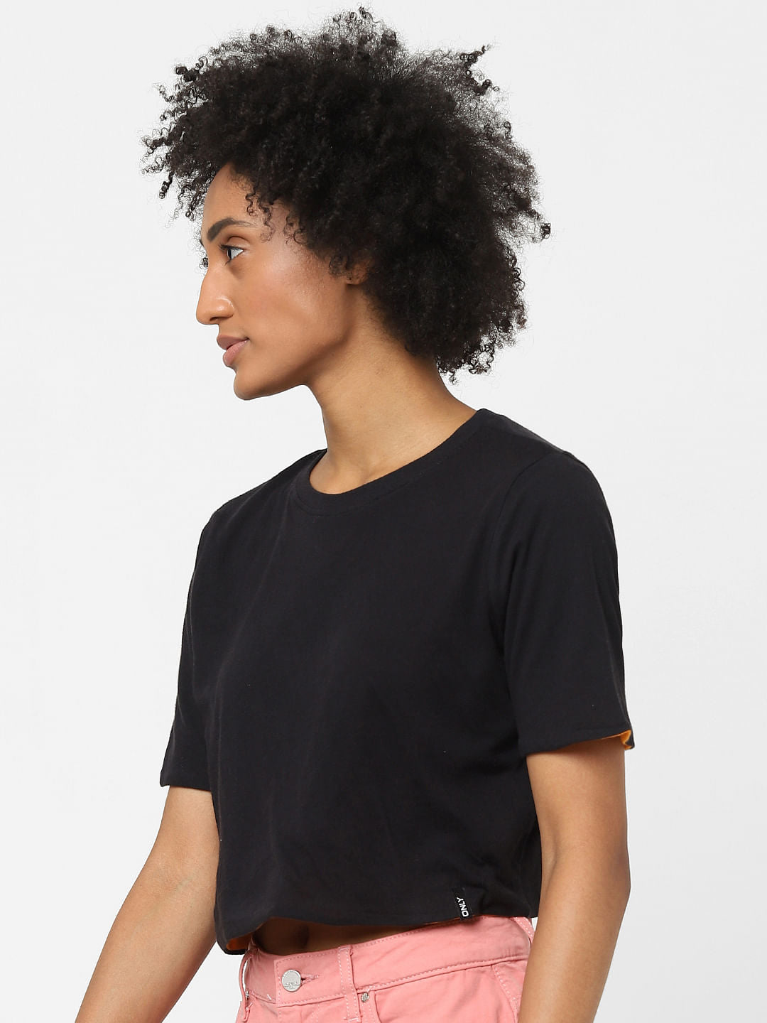 Black Reversible Cropped T-Shirt