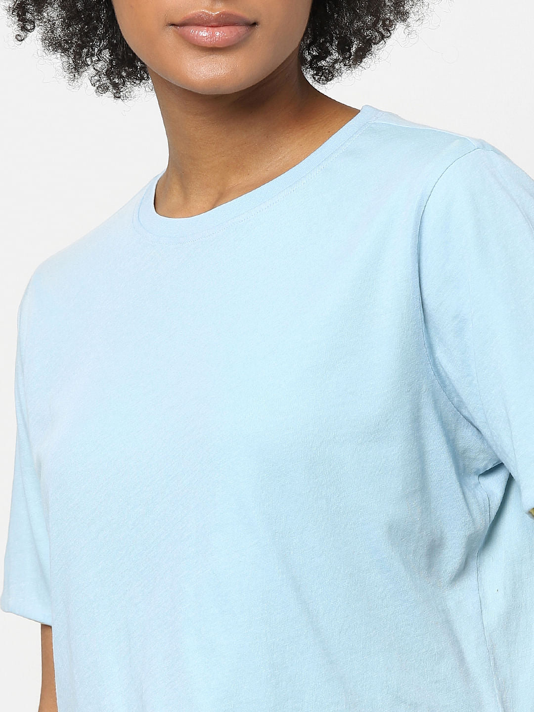 Blue Reversible Cropped T-Shirt