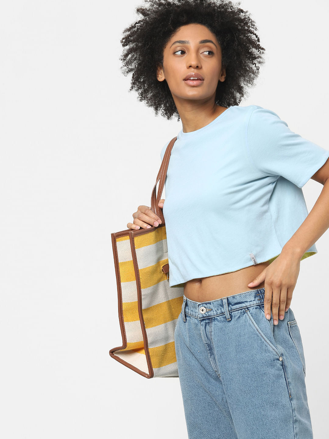 Blue Reversible Cropped T-Shirt
