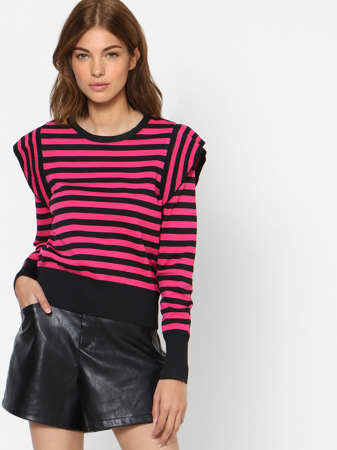 Black & Pink Striped Pullover