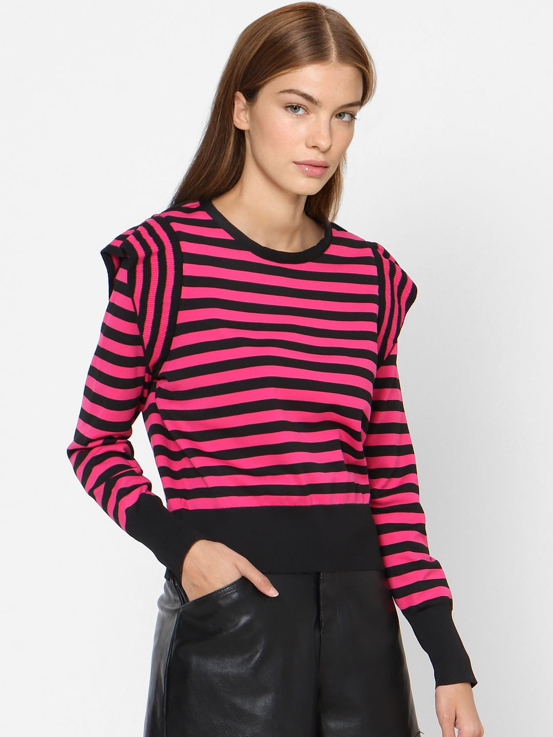 Black & Pink Striped Pullover