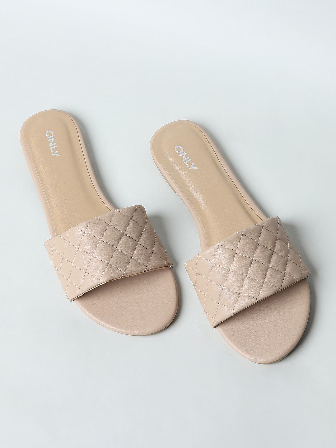 Beige Quilted Sandals