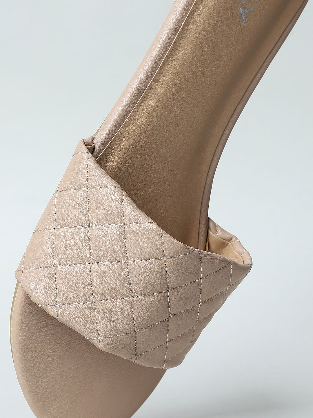 Beige Quilted Sandals