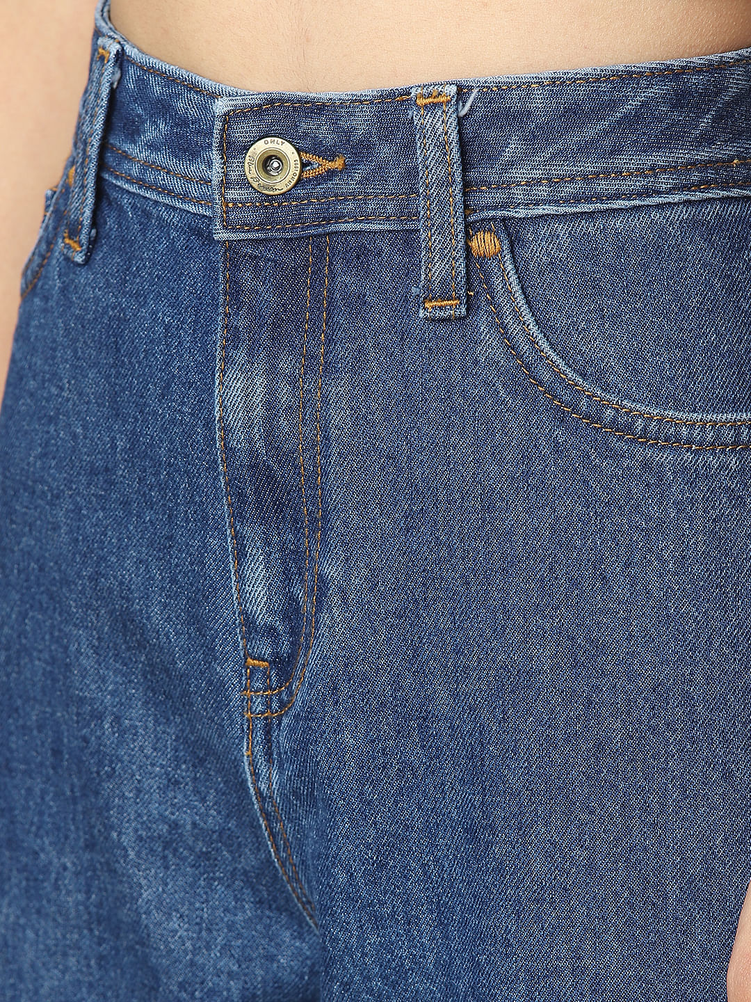 Dark Blue High Rise Baggy Fit Jeans