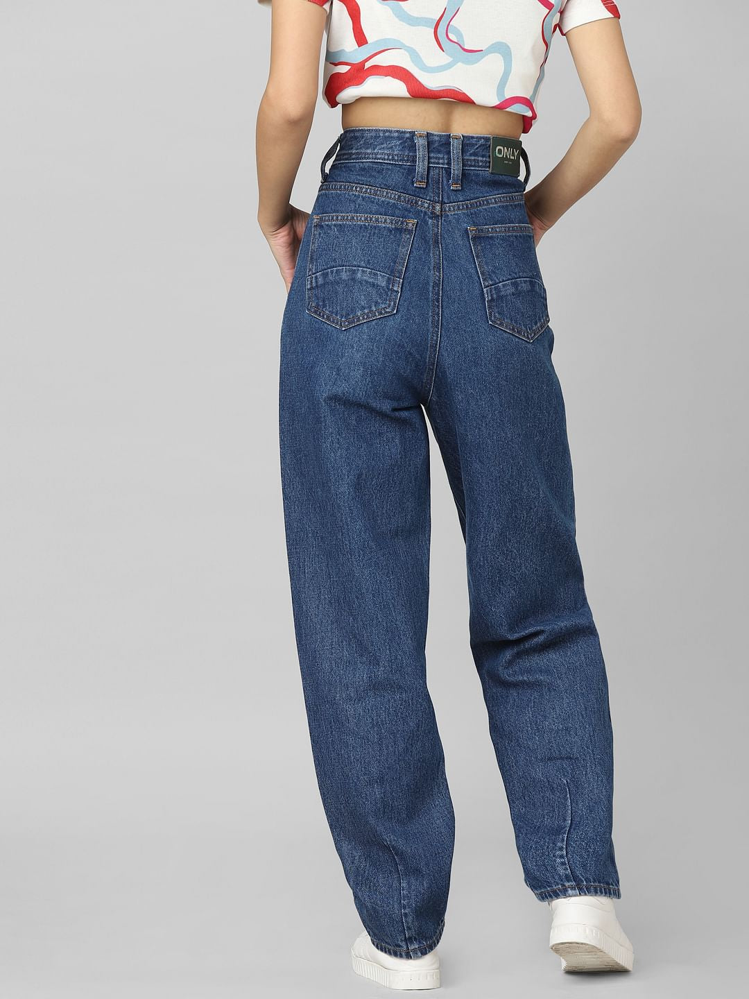 Dark Blue High Rise Baggy Fit Jeans