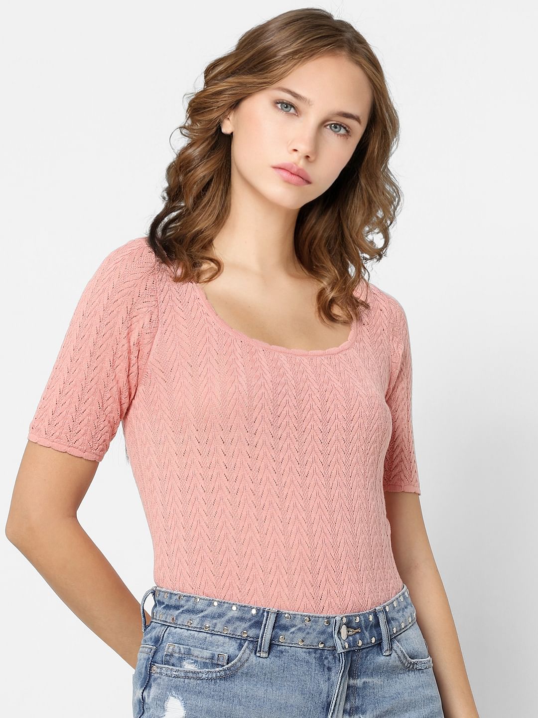 Peach Knit Top
