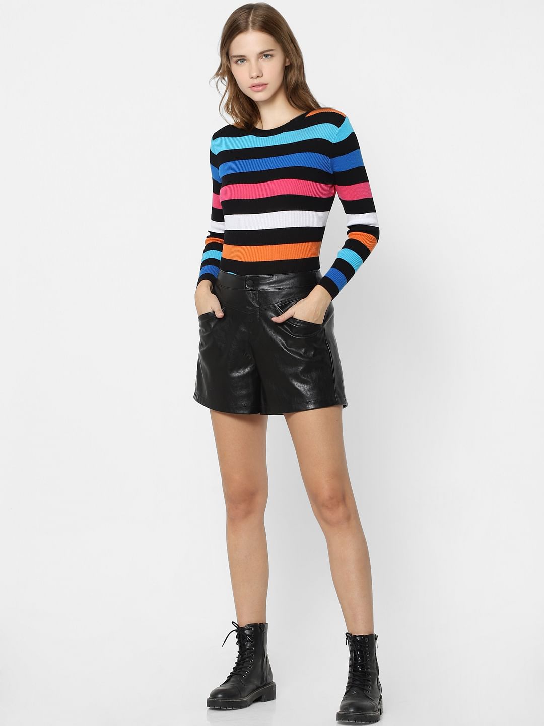 Blue Striped Knit Top