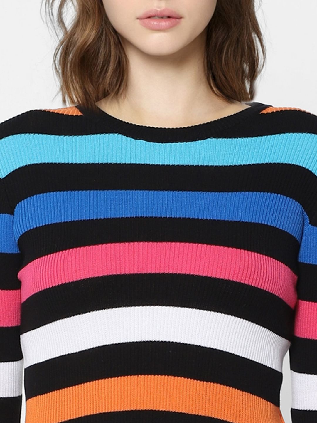 Blue Striped Knit Top