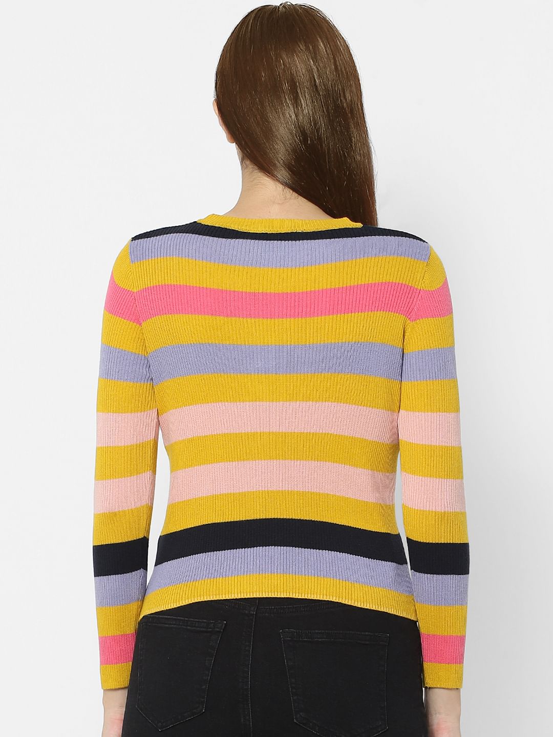 Yellow Striped Knit Top