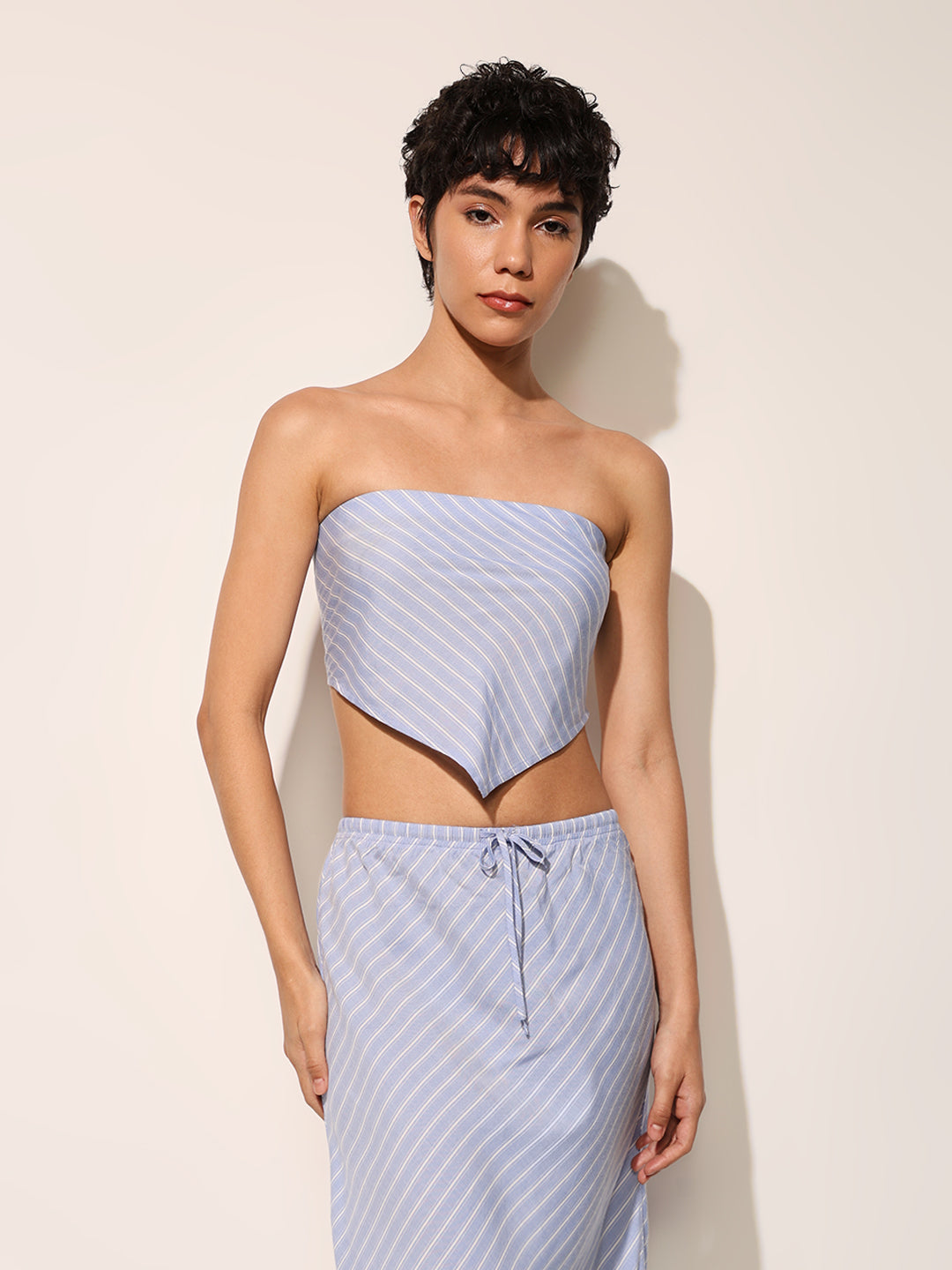 Blue Striped Scarf Top