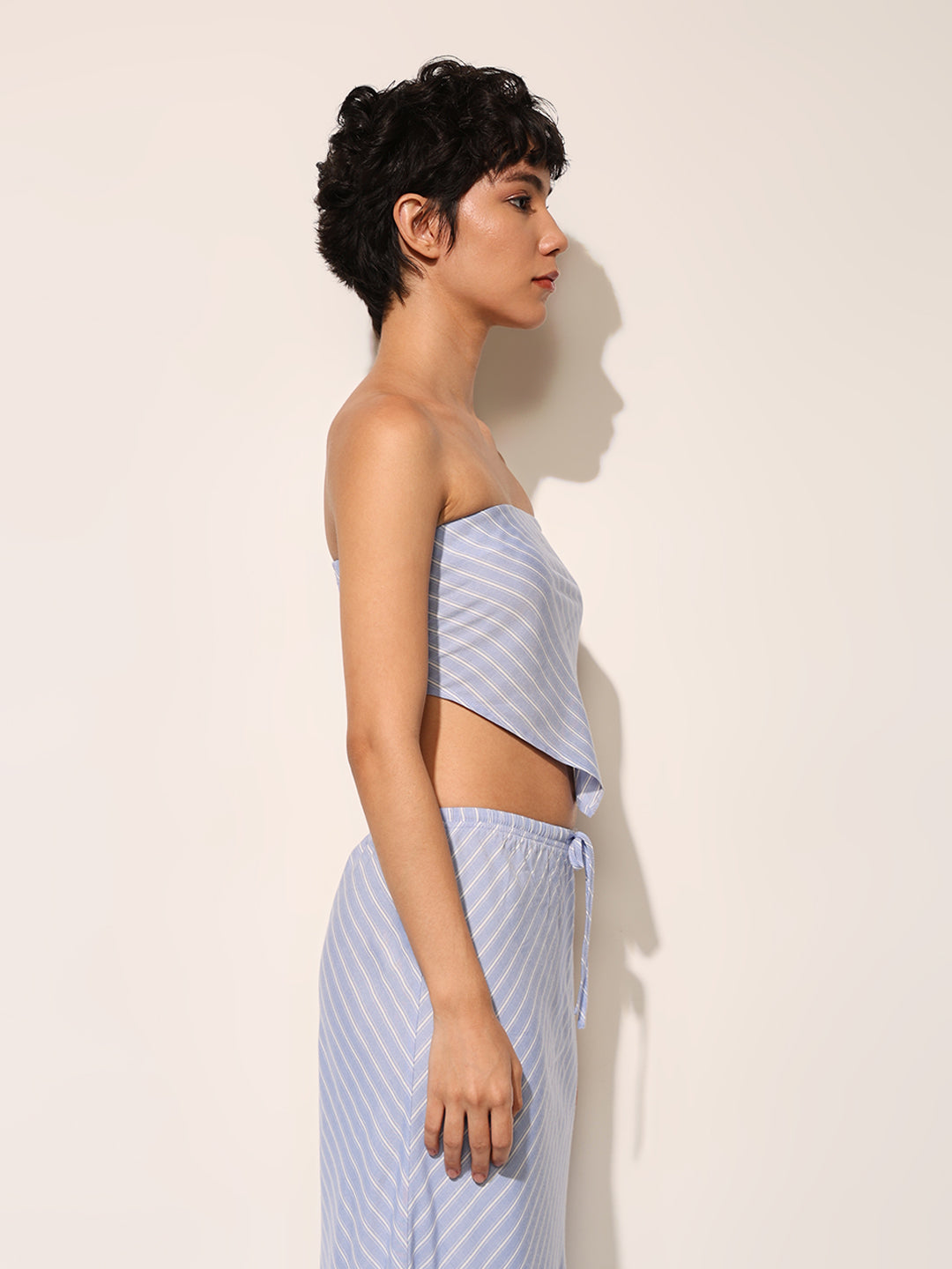 Blue Striped Scarf Top