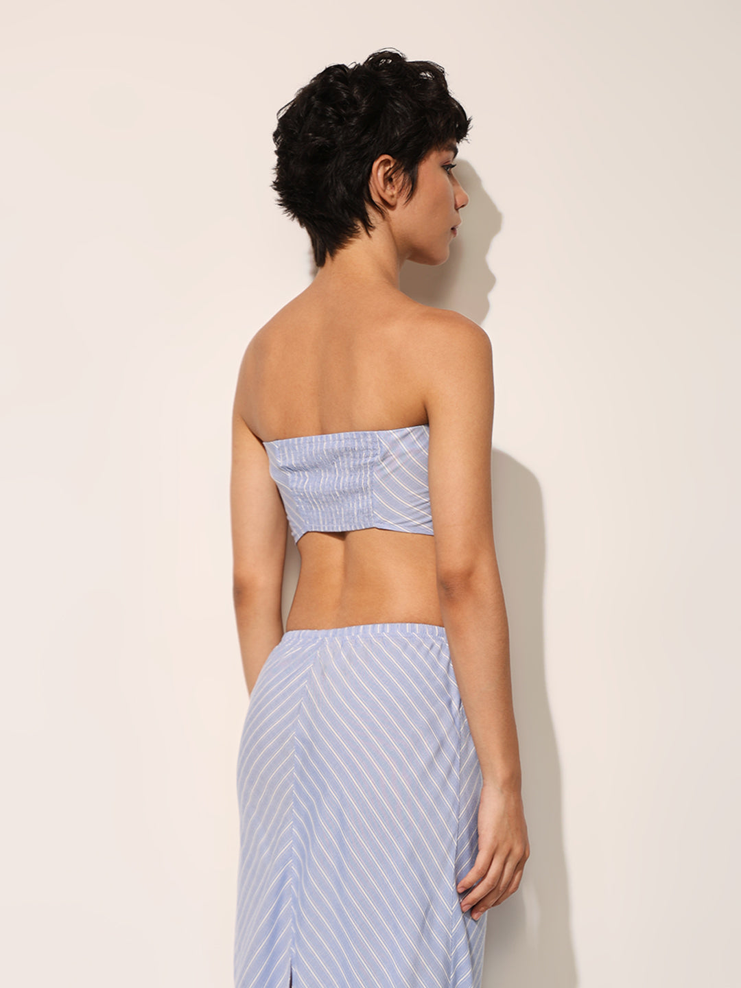 Blue Striped Scarf Top