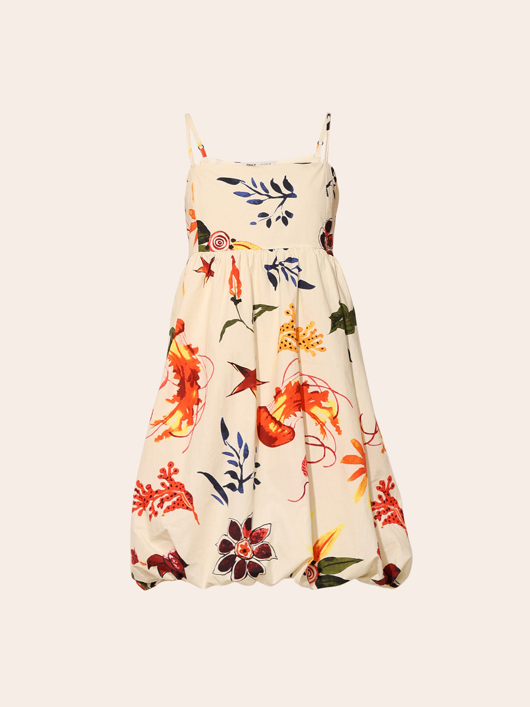 Light Yellow Printed Balloon Dress