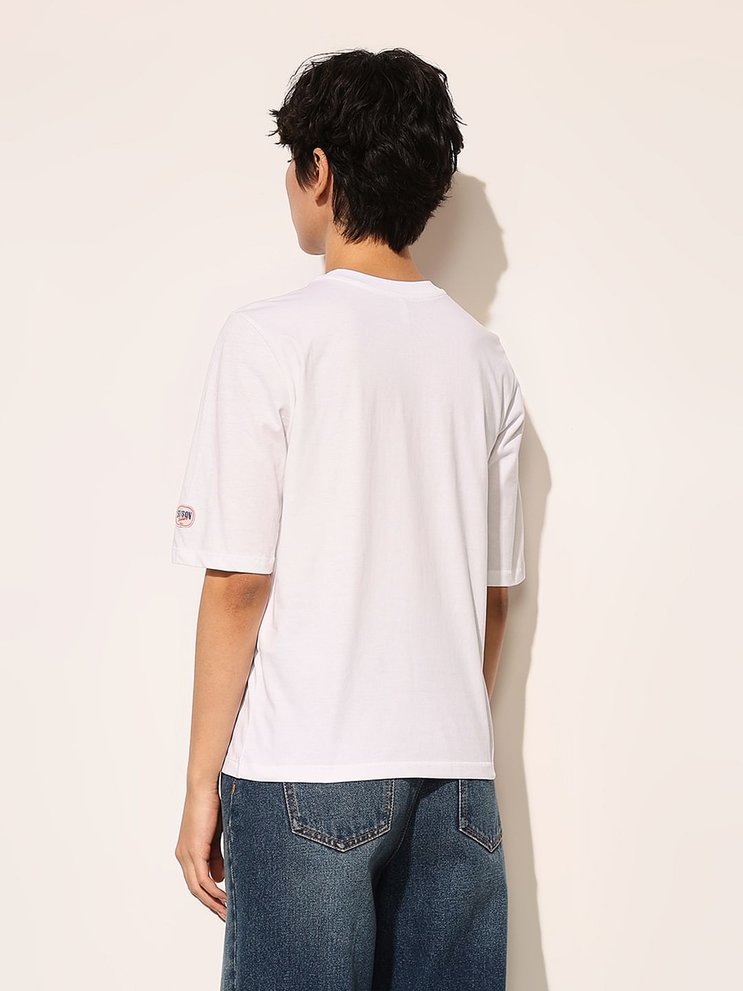 White Printed Cotton T-Shirt