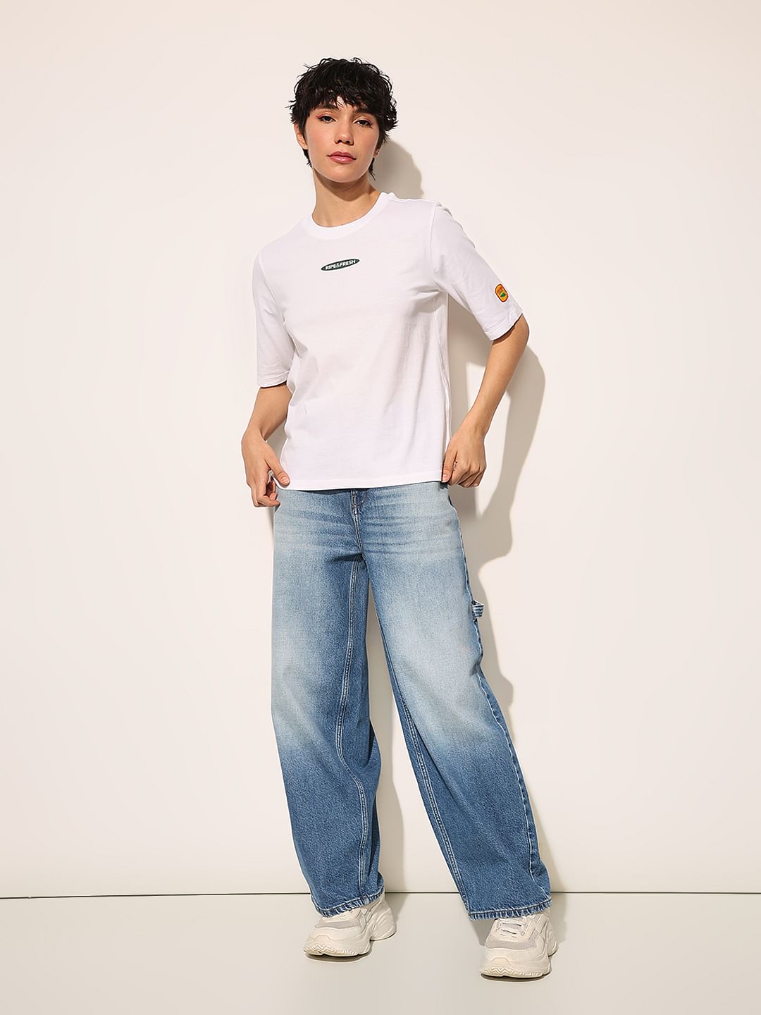 White Printed Cotton T-Shirt