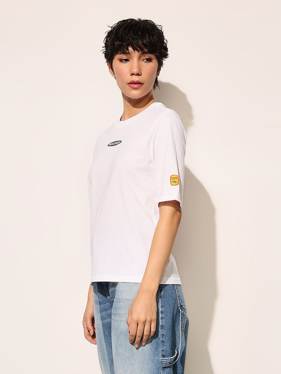 White Printed Cotton T-Shirt