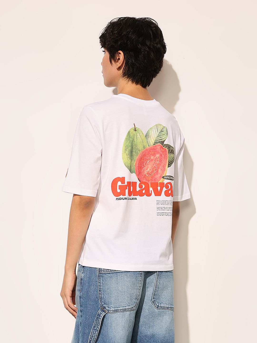 White Printed Cotton T-Shirt