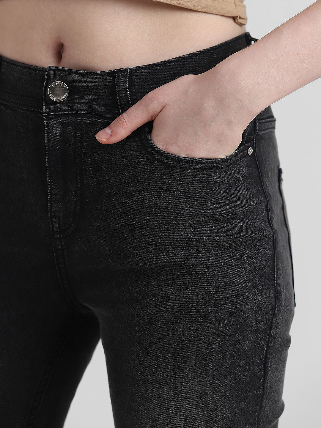 Grey High Rise Cloud Washed Slim Jeans