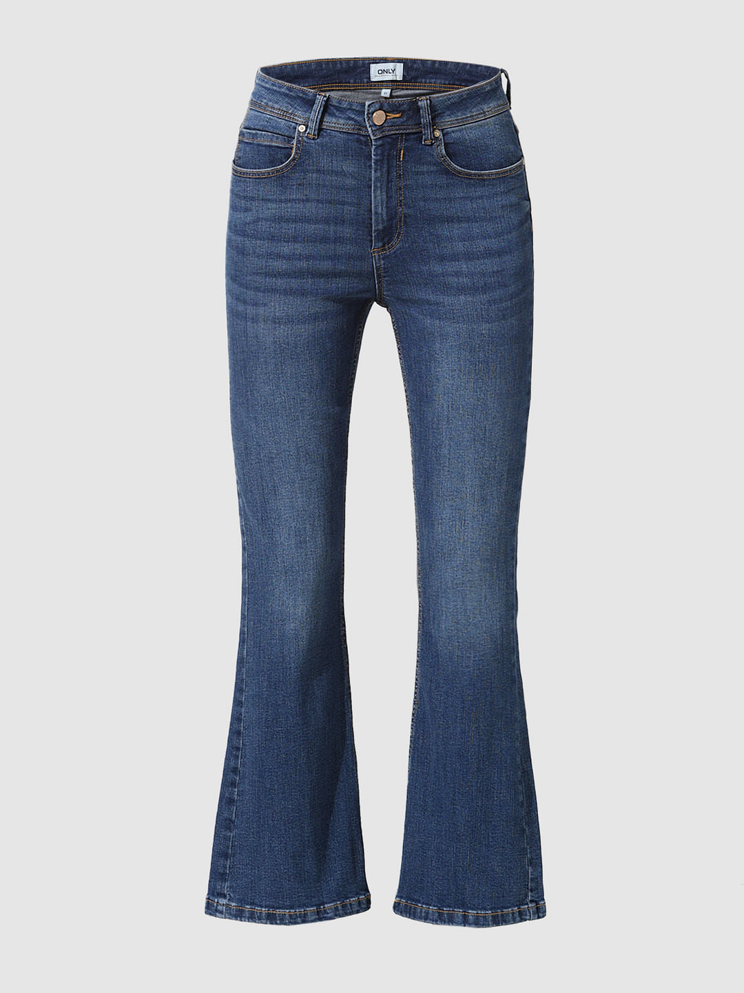 Dark Blue High Rise Flared Jeans
