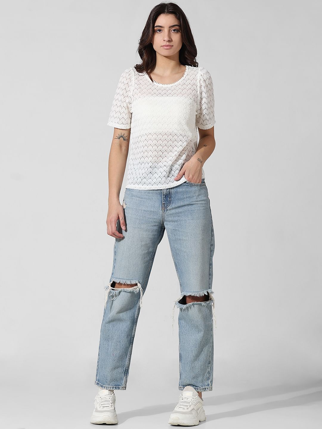 White Sheer Lace Top