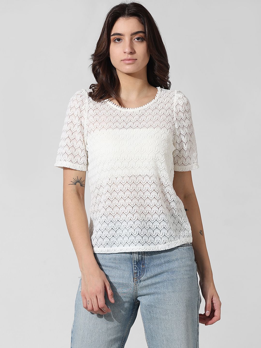 White Sheer Lace Top