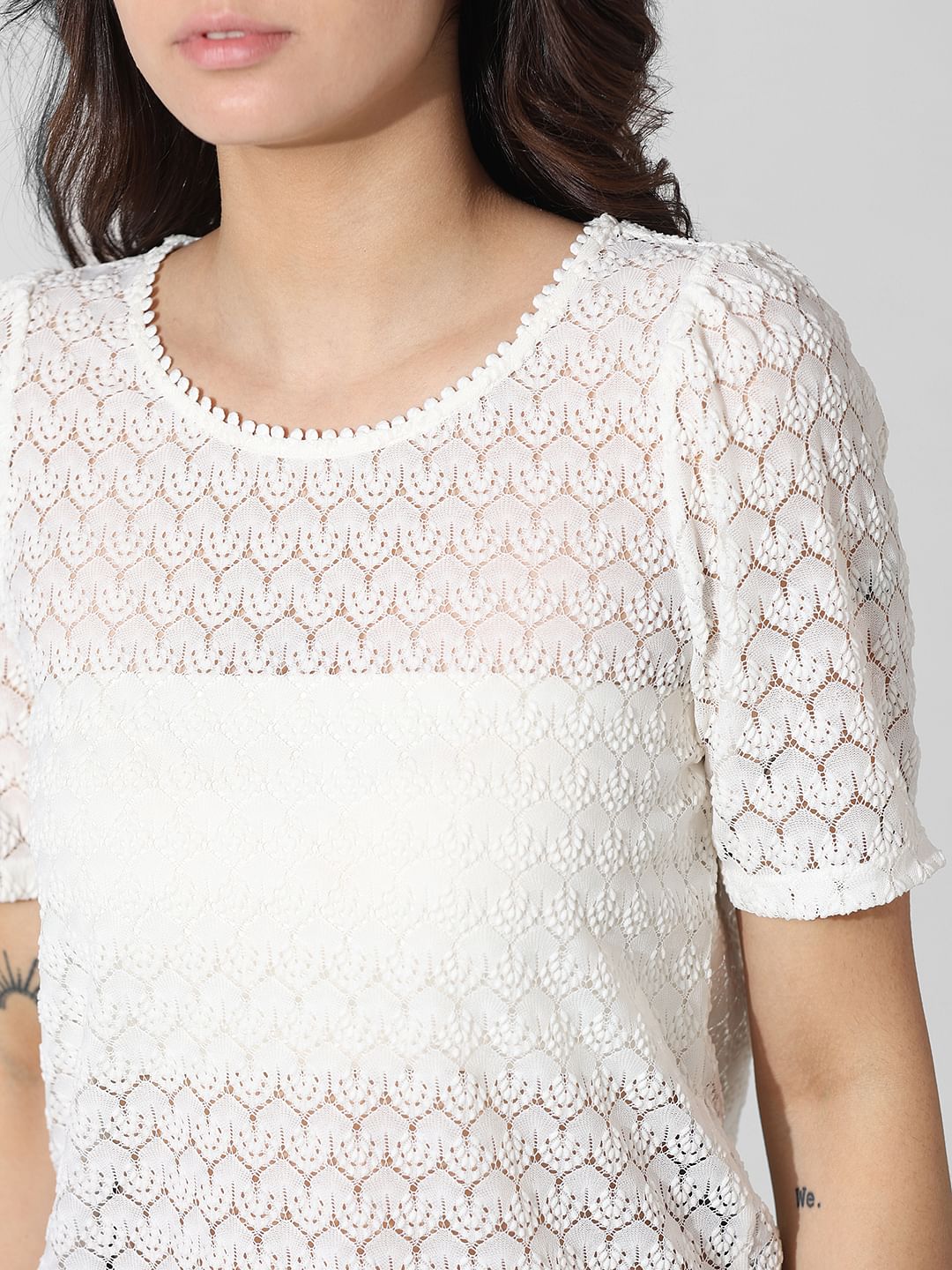 White Sheer Lace Top