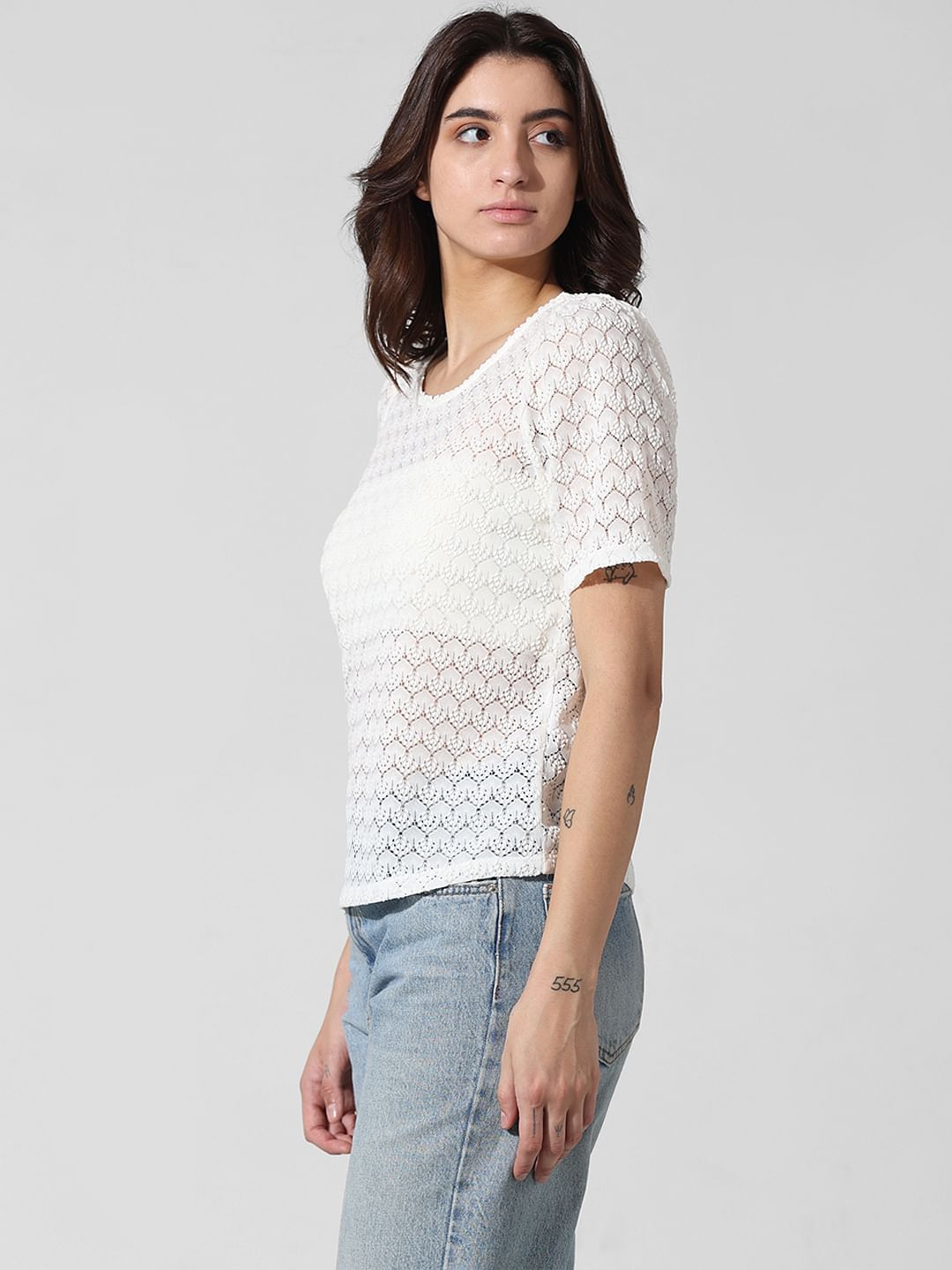 White Sheer Lace Top