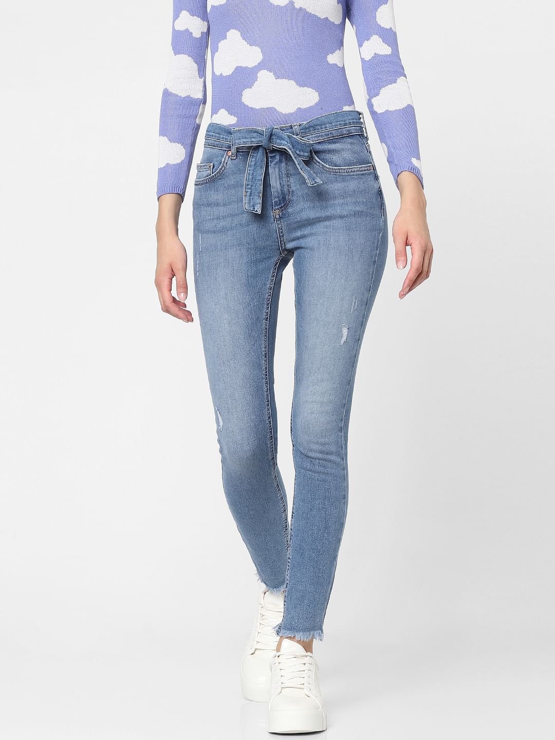 Blue Mid Rise Skinny Jeans
