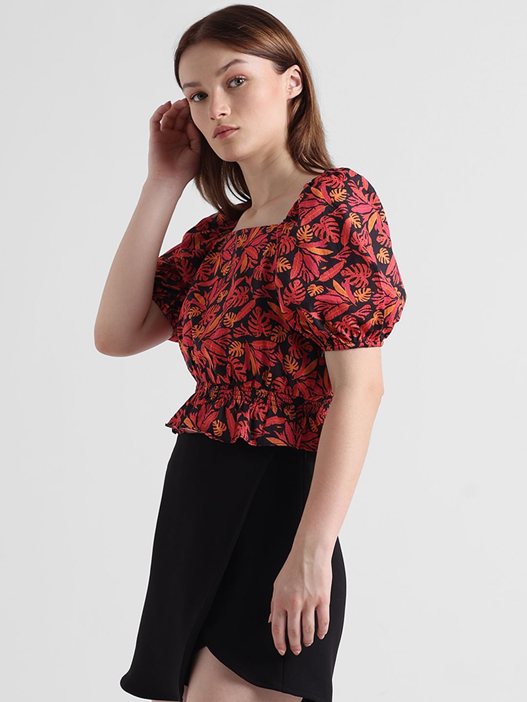 Black & Red Printed Top