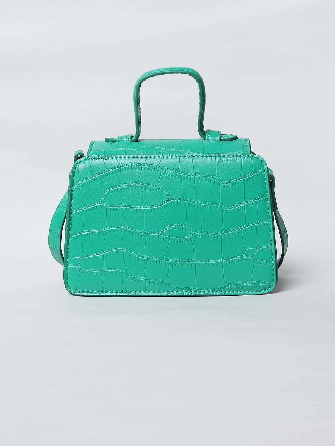 Green Croc Embossed Sling Bag