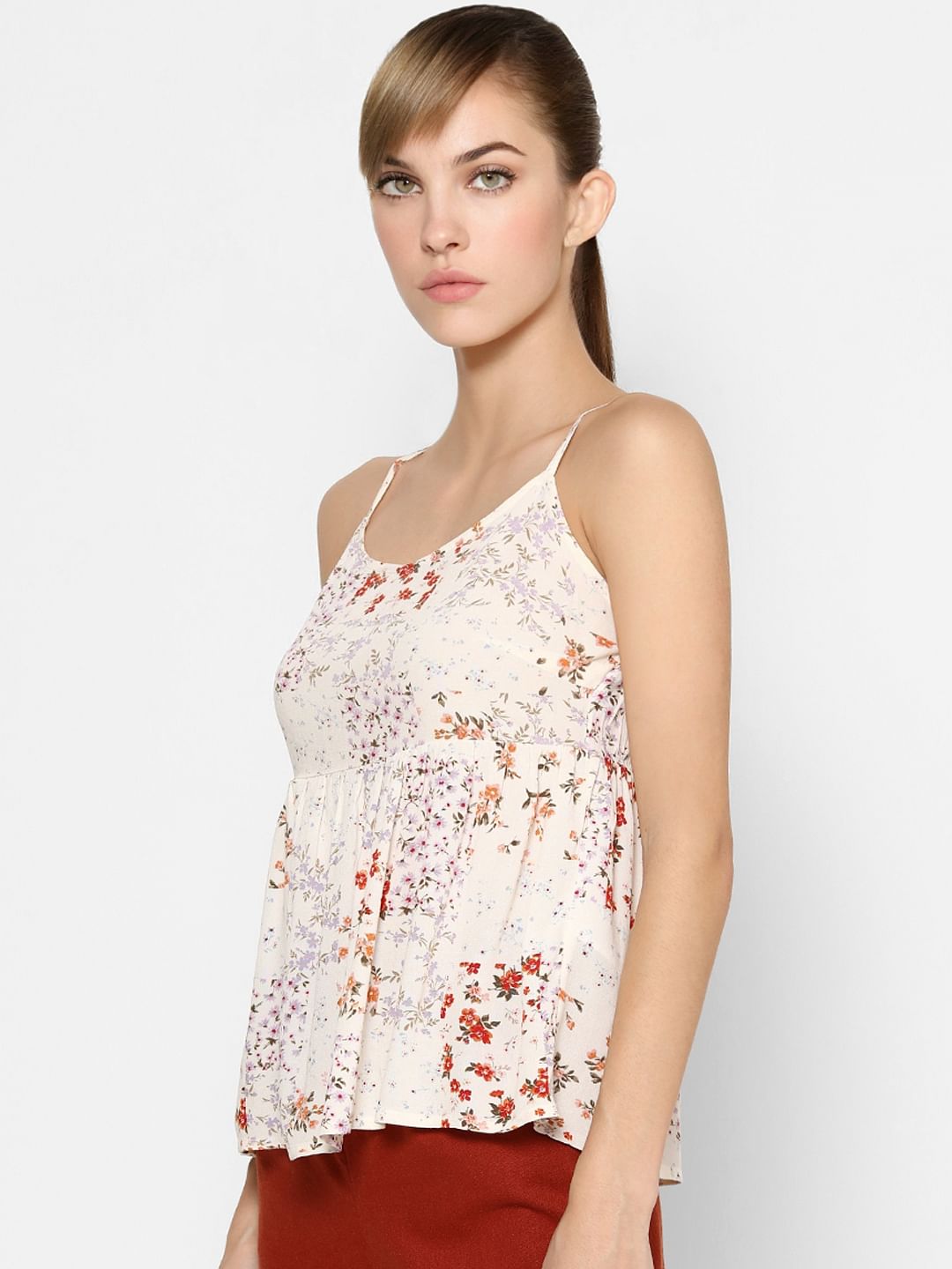 Light Pink Floral Peplum Top