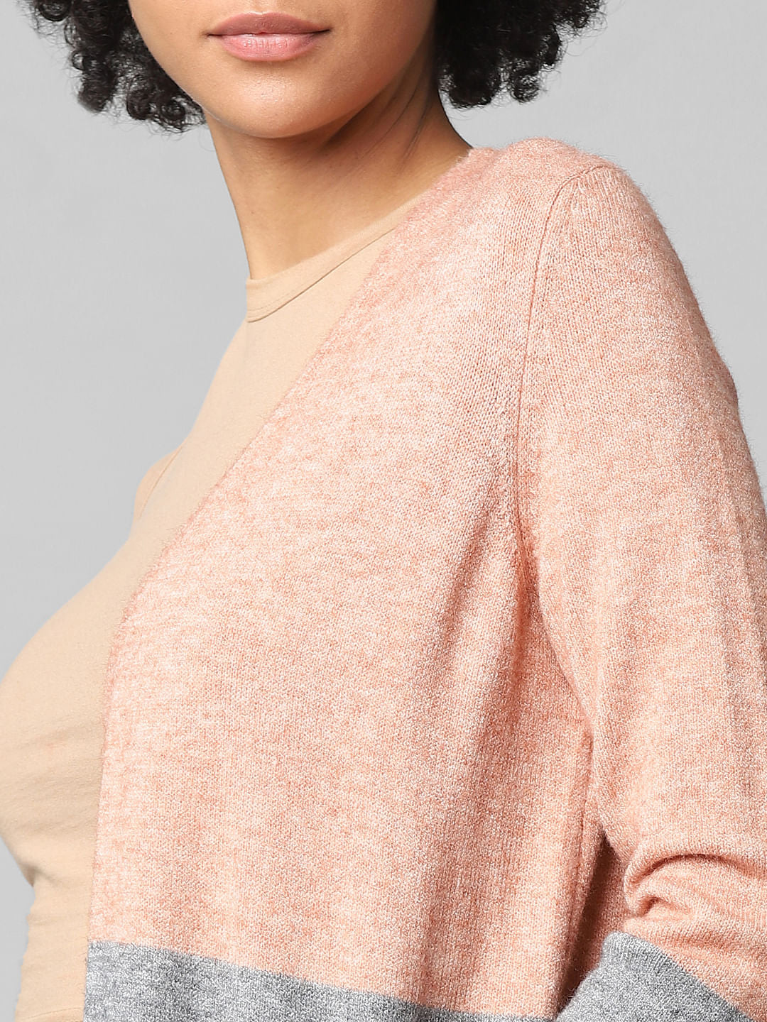 Pink Colourblocked Cardigan